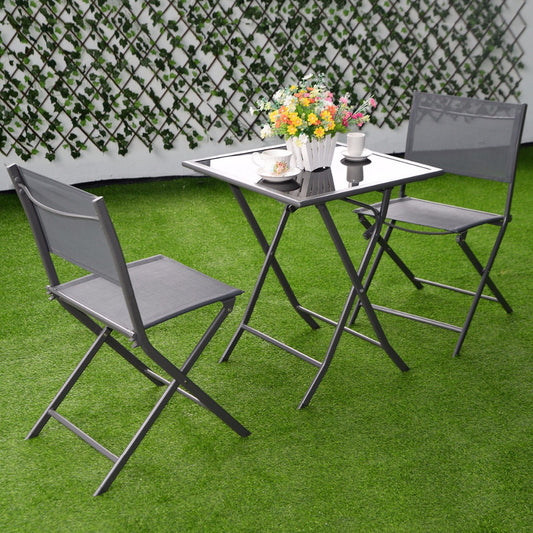 3 Pcs Bistro Set Garden Backyard Table Chairs Outdoor Patio Furniture Folding   HW51582 | Decor Gifts and More