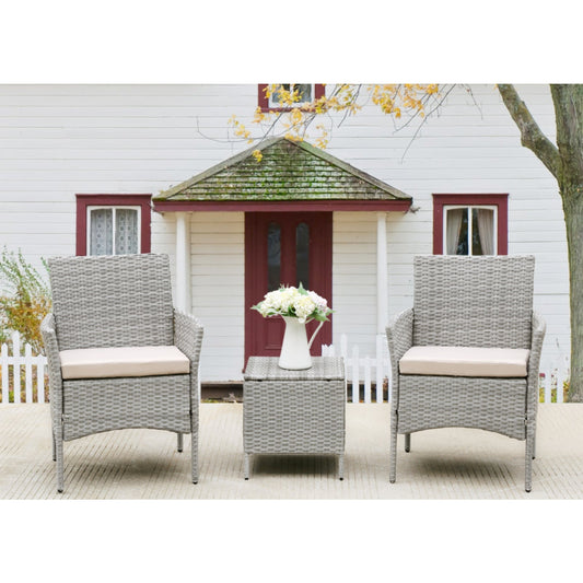 3 Pcs Conversation Set Outdoor Patio Garden Furniture 2 Armrest Sofa(with Cushion)+1 Coffee Table(without Glass Top)[US-W] | Decor Gifts and More