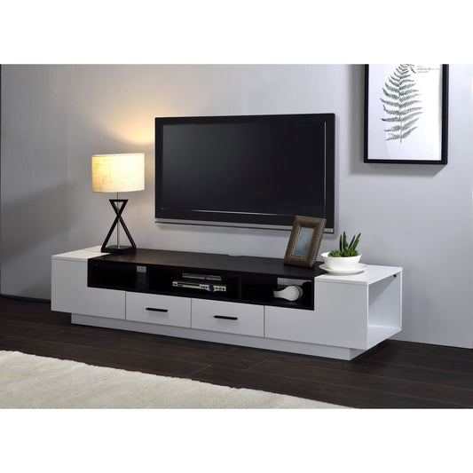 70 Inch Armour TV Stand White&amp;Black TV Cabinet With Open Shelf[US-W] | Decor Gifts and More