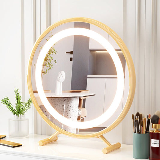 Modern Decorative Mirror Table Led Light Touch Switch Vanity Smart Decorative Mirror Bathroom Espejo Redondo House Decoration - Home Decor Gifts and More