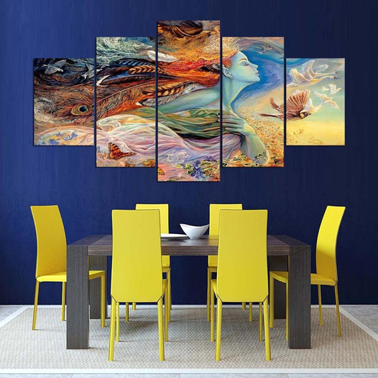 Colorful Ocean Sunset Abstract Framed Canvas Mural Set HD Painting - Home Decor Gifts and More