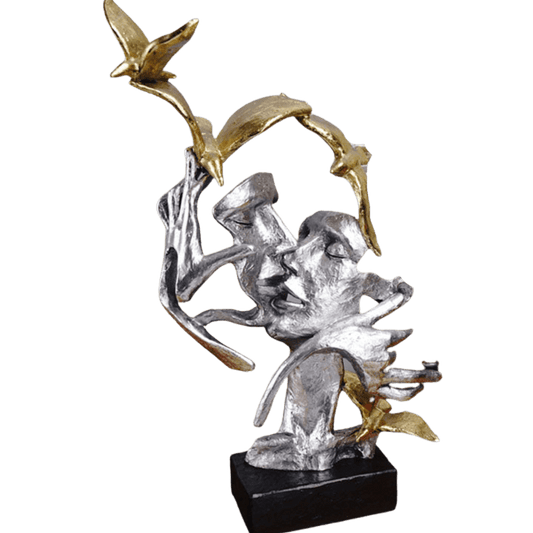 Modern Couple Silver Abstract Statues - Home Decor Gifts and More