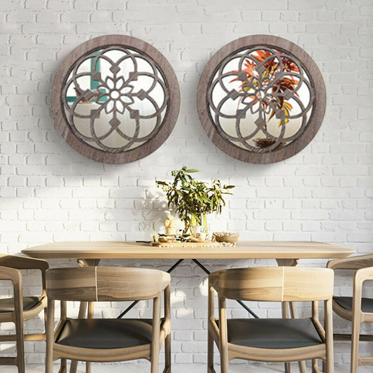 Mirror Sets2Pcs Round Wall Mirror Circle Hanging Decorative Mirror for Living Room Bedroom - Home Decor Gifts and More