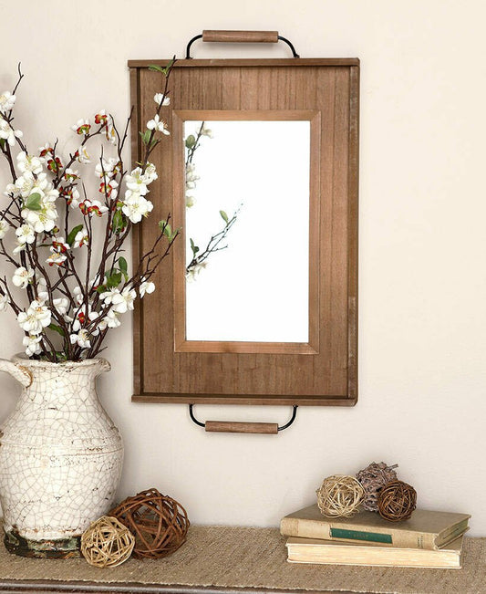 Decorative Natural Wood Wall Mirror Primitive Farmhouse Country Home Art Decor - Home Decor Gifts and More
