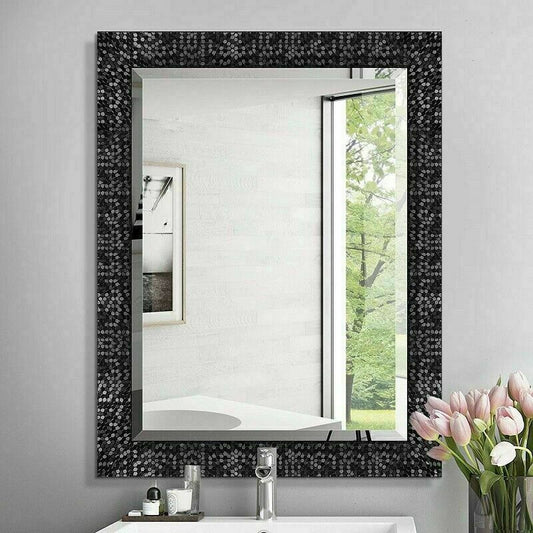 Bathroom Vanity Mirror Large Black Wall Hall Living Bed Room Mosaic Pattern 32" - Home Decor Gifts and More