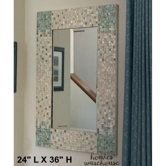 Large Modern Wall Mirror Decor Capiz Shell Frame Bathroom Hanging Vanity Bedroom - Home Decor Gifts and More