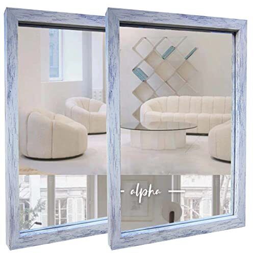 Mirror Sets2 PCS Decorative Rustic Farmhouse Wood Framed Wall Mirror, Rustic Color Accent - Home Decor Gifts and More
