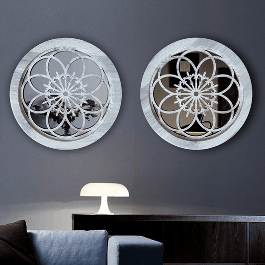 Mirror Sets2 PCS round Wall-Mounted Mirrors,Vintage Farmhouse Mirror for Wall Decor,Rustic - Home Decor Gifts and More