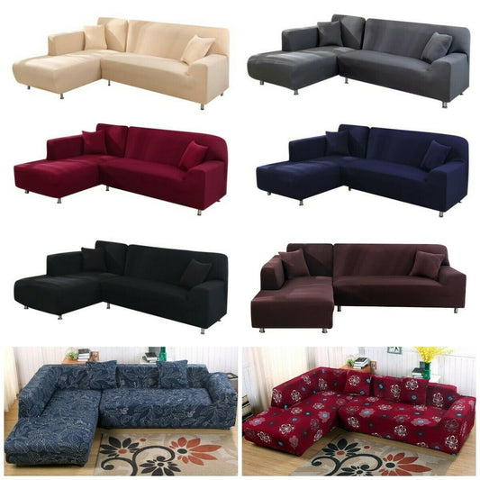 L Shape 2 3 4 Seater Sofa Slipcover Sectional Stretch Corner Couch Sofa Cover US - Home Decor Gifts and More