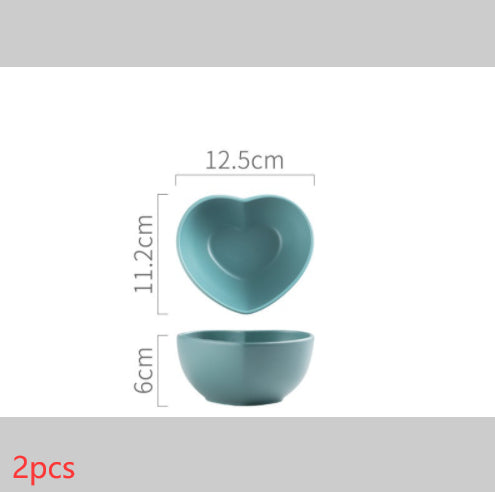 Heart Deco Pastel Ceramic Stone Dinner Plate Set