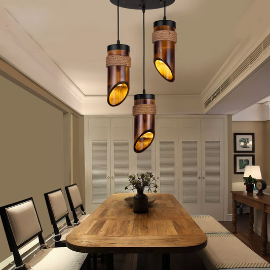 Dining Room Bar Creative Chinese Bamboo Tube Chandelier