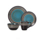 Southwestern Blue Turquoise Retro Stoneware Pottery Dinnerware Set