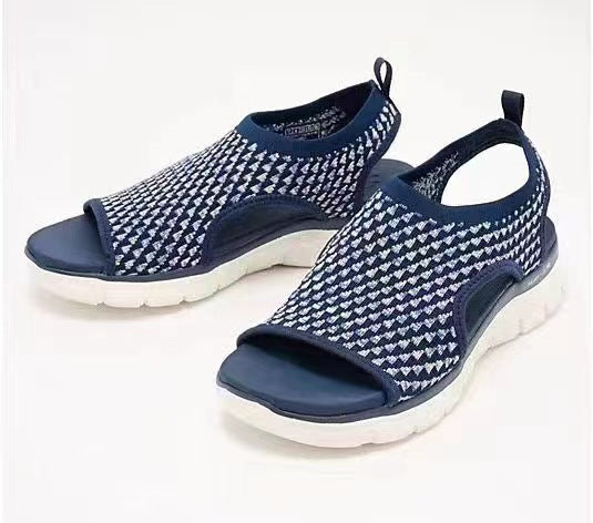 Peep-toe Sandals For Sports Summer Heart-shaped Print Mesh Shoes Women