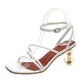 Women Wear Special-shaped Heel Crystal Sandals With Thin Straps