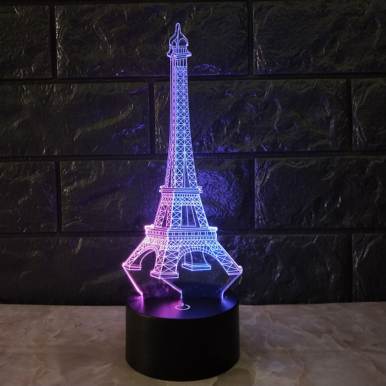 Eiffel Tower 3D visual night light creative colorful touch