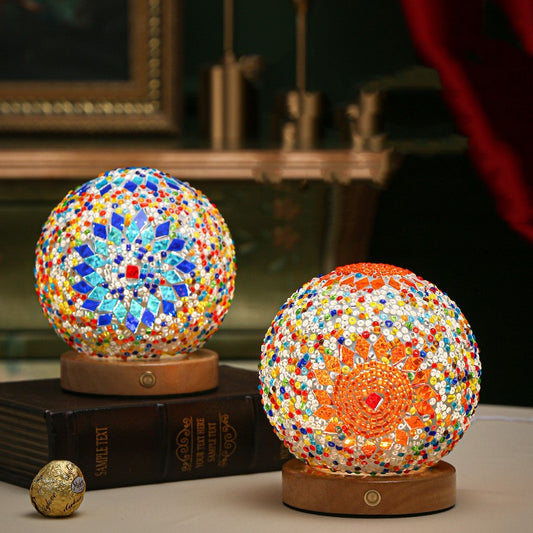 Bohemian Style Rechargeable Table Decorative Glass Lamp