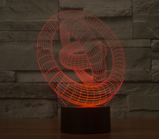 Colorful 3D light three-ring LED acrylic energy saving night light USB touch charging small desk lamp