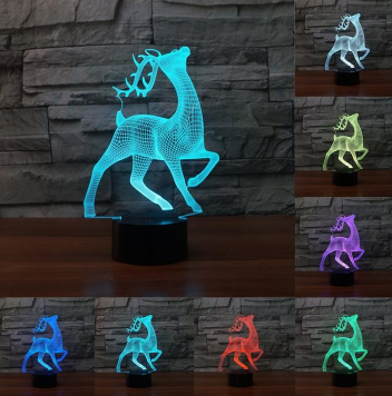 Deer  3D 7Color Touch Control LED Night Illusion Light