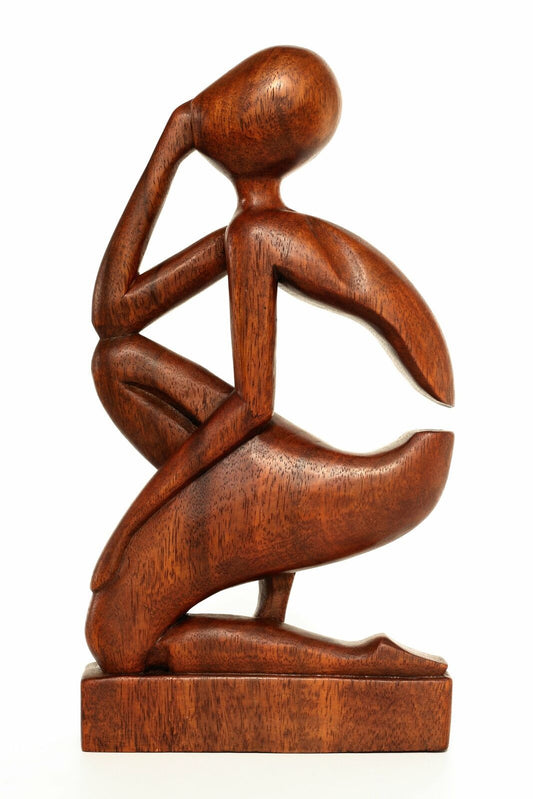 abstract sculpture statue saur wood hand carved