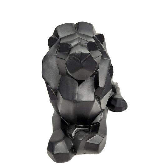 sleeping lion 3d geometric desktop statue black