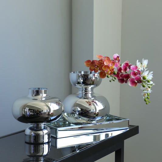 Electroplated Silver Mirror Glass Vase