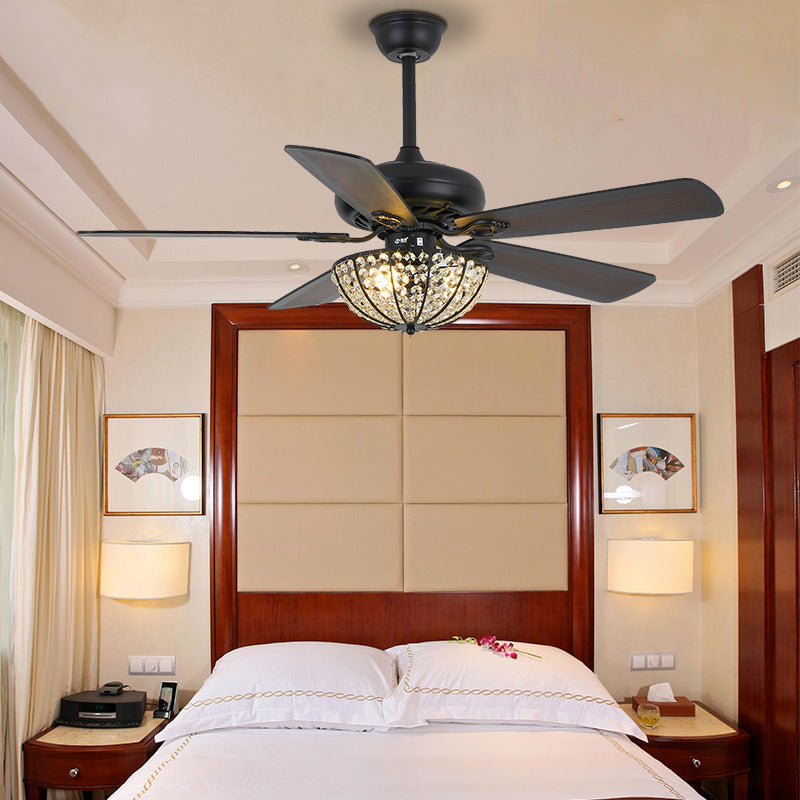 American-style Retro Ceiling Fan Lamp Mute In Study