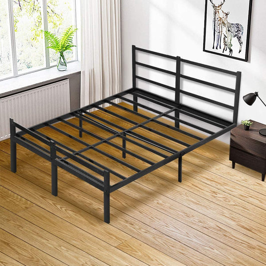 1500 lbs weight capacity solid black steel queen size bed frame