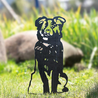 Metal Dog Silhouette Garden Yard Decoration