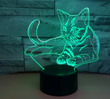 Colorful 3D Volt Cat Light 3D Light Illusion Light LED Light Acrylic Visual Stereo Light Touch USB Table Lamp