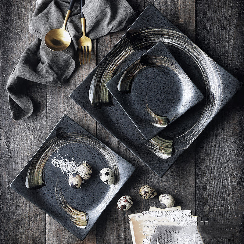 Luxury Black Ceramic Stoneware Dinnerware Set