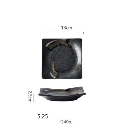 Luxury Black Ceramic Stoneware Dinnerware Set