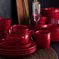 Candy Apple Red Luxury Stoneware Pottery Dinnerware Set