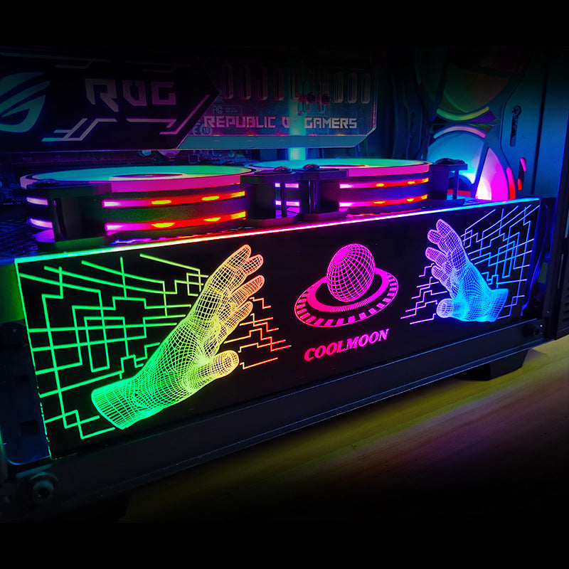 Cool Month Rgb Light Board Power Supply Compartment Light-Emitting Side Panel Chassis Graphics Card Bracket Rgb Color-Changing Led Power Light-Emitting Light Board