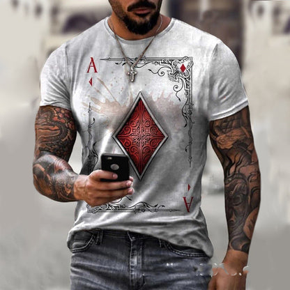 Playing Card Printing Men's T-Shirt Top