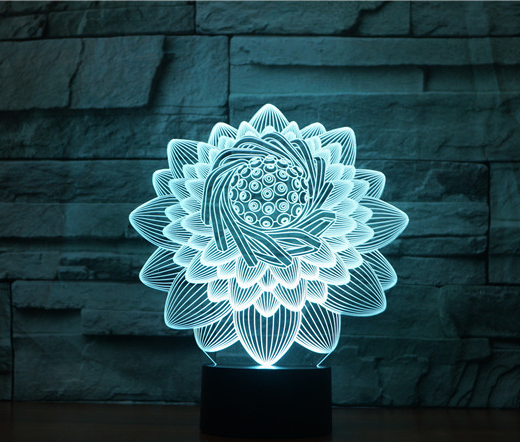 Foreign Trade New Lotus 2 3D Light Colorful Touch Charging Led Visual Light Gift Atmosphere 3591