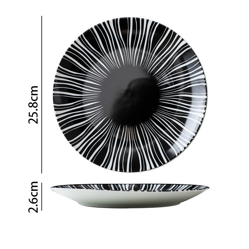 Contemporary Art Deco Style Black And White Ceramic Dinnerware Plates