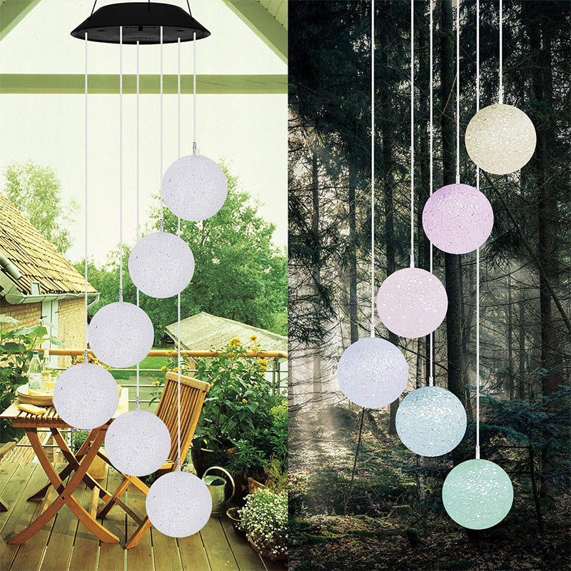Outdoor Bulb Color-Changing Wind Chime Chandelier Luminous Solar