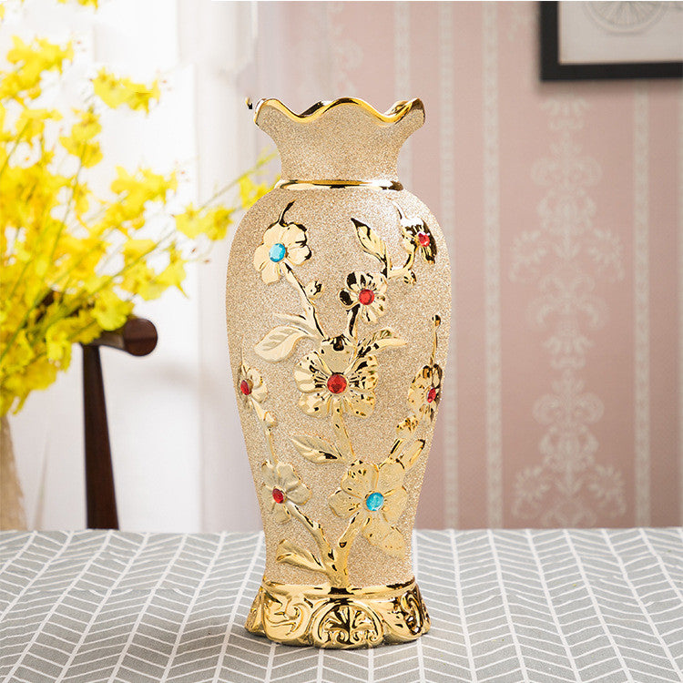 Ceramic Vase Electroplating Gold European Style Home Living Room Decoration