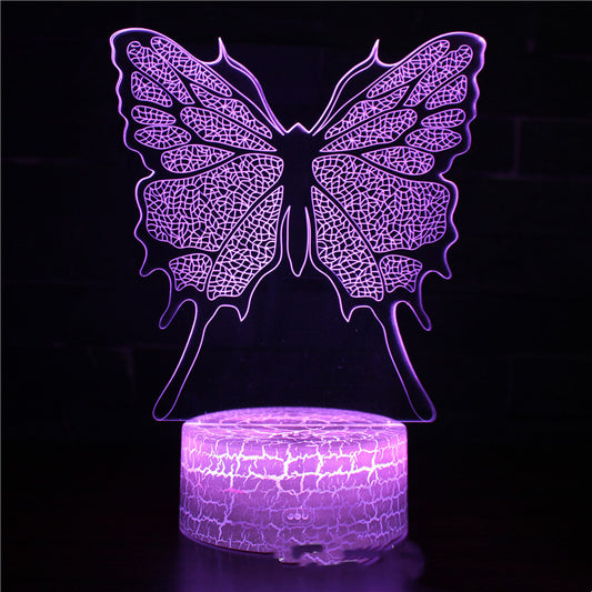 Butterfly Series 3d Small Table Lamp Creative Colorful Touch Three-dimensional LED Visual Light Gift Night Light