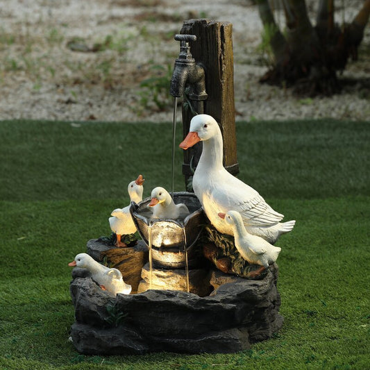 Duck Family Garden Statue Ornament Figurine