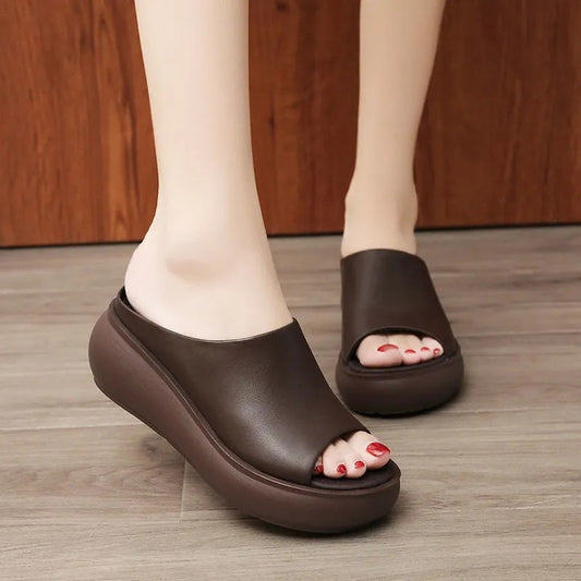 Fashion Platform Wedge Heel Women Sandals And Slippers