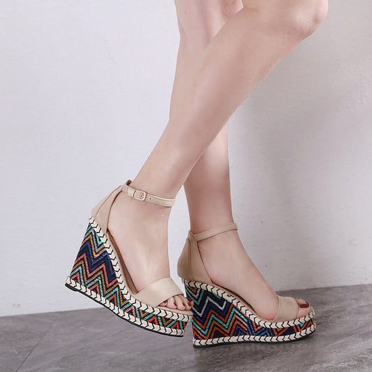 Slope Heel Sandals Women Korean Summer New Muffin Shoes