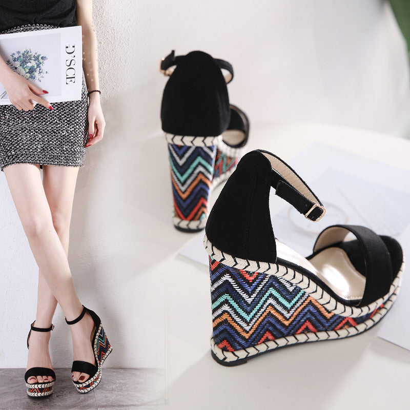 Slope Heel Sandals Women Korean Summer New Muffin Shoes