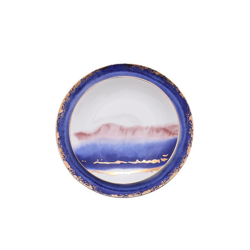 Landscape pattern ceramic dinner plate