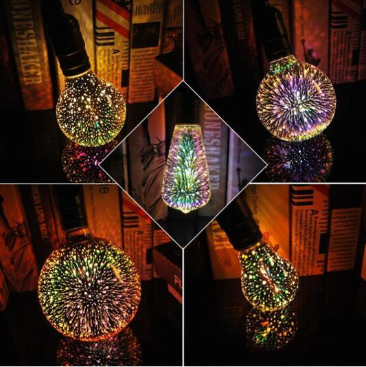 3D LED Bulb Star E27 Vintage Edison Night Light Colorful Bombillas Retro Glass Lampara Ampoule Christmas Home Decor Firework RGB