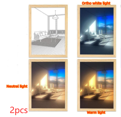 Illuminated Picture LED Decorative Light Painting Bedside Picture Style Creative Modern Simulate Sunshine Drawing Night Light Gift