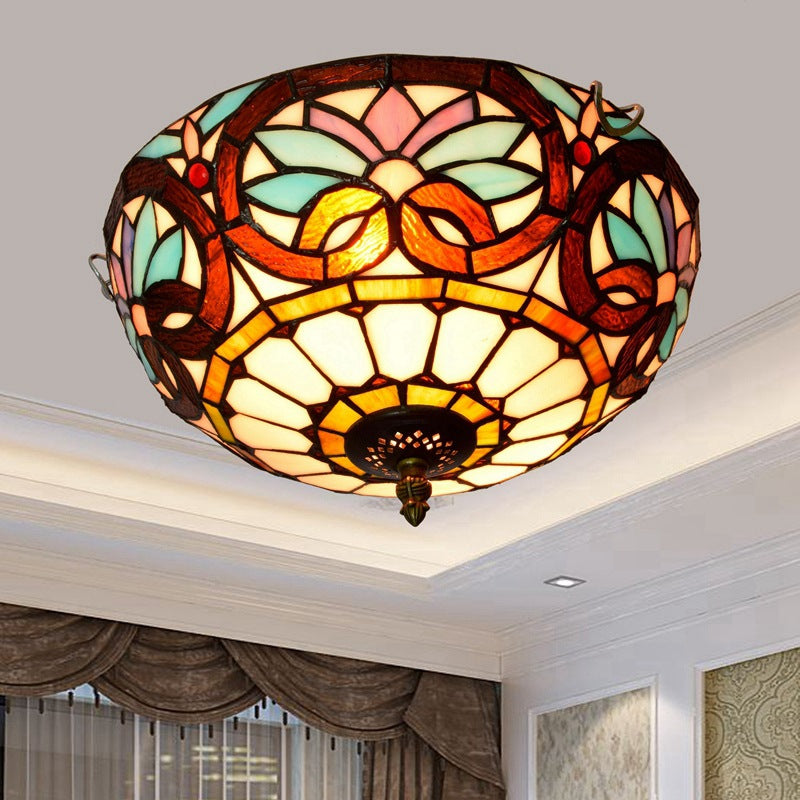 Mediterranean Retro Stained Glass Ceiling Lamp