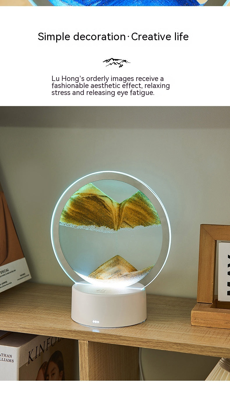 Immersive Flowing Quicksand Art Round Frame Lamp