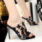 Women High Heels Shoes Transparent Crystal Flower Sandals