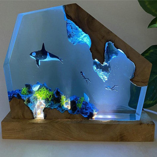 3D Black Whale Ocean Marine Landscape Lamp